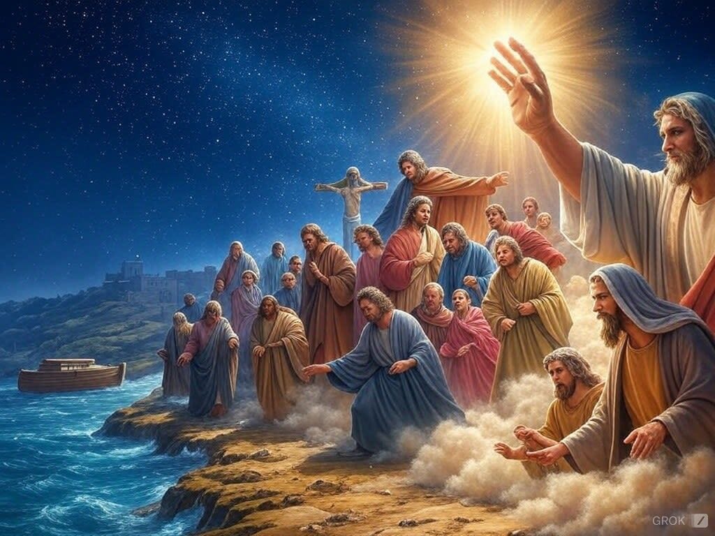 A montage of people and objects representing various Bible topics