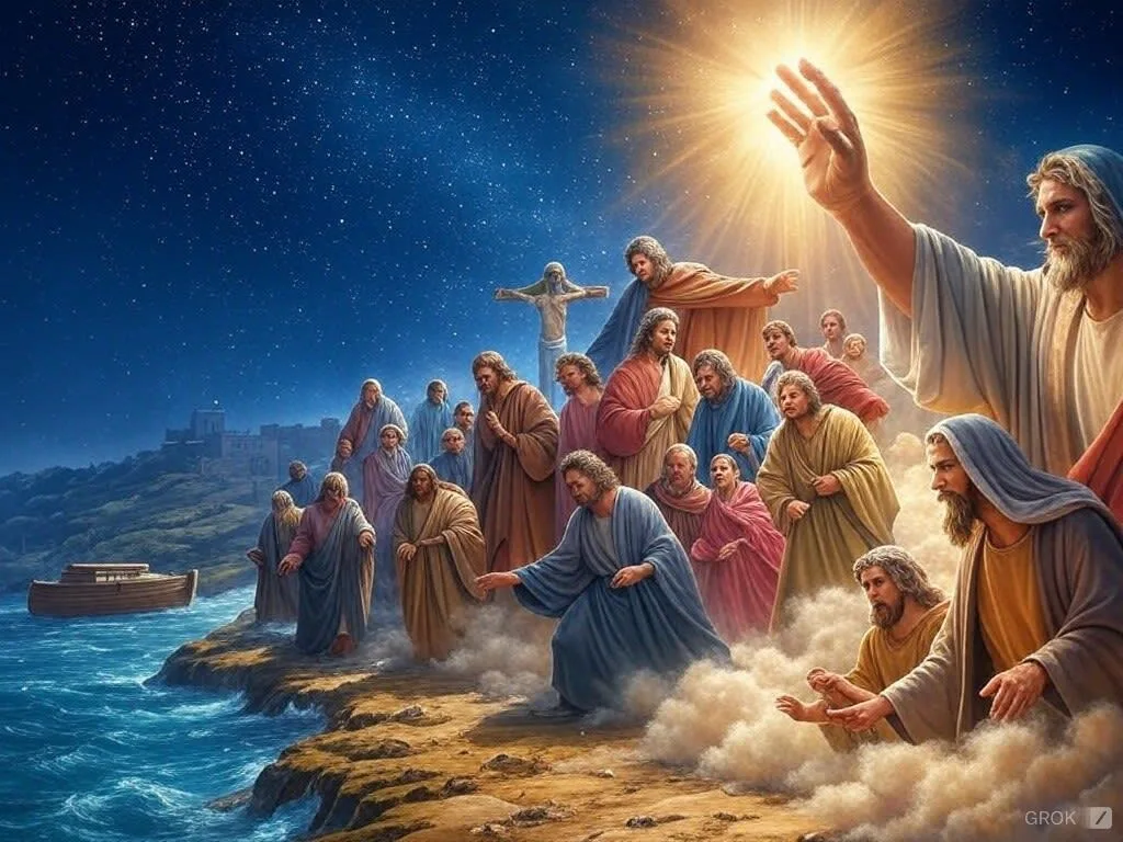 A Montage Of People And Objects Representing Various Bible Topics